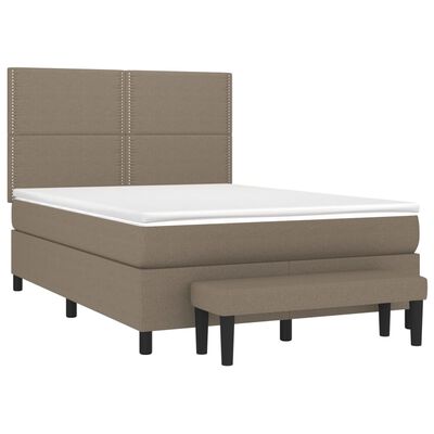 vidaXL Κρεβάτι Boxspring με Στρώμα Taupe 140x200 εκ. Υφασμάτινο