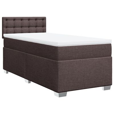 vidaXL Κρεβάτι Boxspring με Στρώμα Σκούρο Καφέ 80x200 εκ. Υφασμάτινο