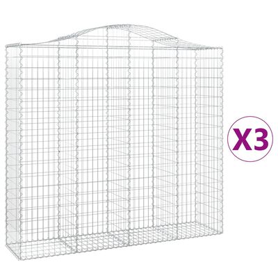 vidaXL Συρματοκιβώτια Τοξωτά 3 τεμ. 200x50x180/200 εκ. Γαλβαν. Ατσάλι