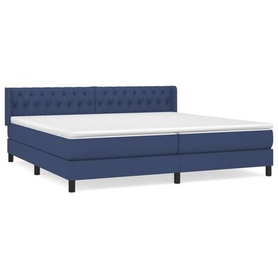 vidaXL Κρεβάτι Boxspring με Στρώμα Μπλε 200x200 εκ. Υφασμάτινο