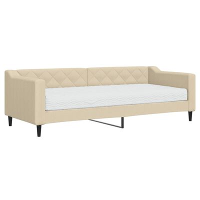 vidaXL Καναπές Κρεβάτι με Στρώμα Κρεμ 80 x 200 εκ. Υφασμάτινο