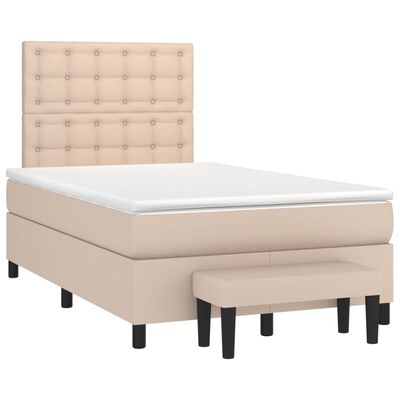 vidaXL Κρεβάτι Boxspring με Στρώμα Καπουτσίνο 120x200εκ.από Συνθ.Δέρμα