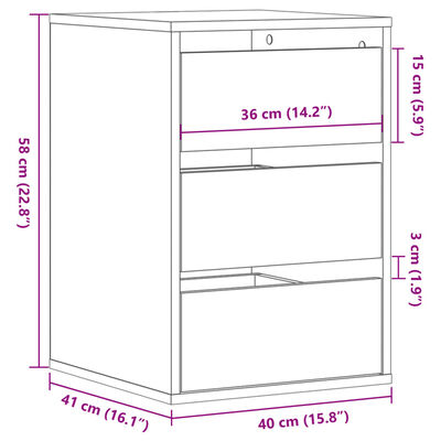 vidaXL Συρταριέρα Γκρι Σκυροδέματος 40x41x58 εκ. Επεξεργ. Ξύλο