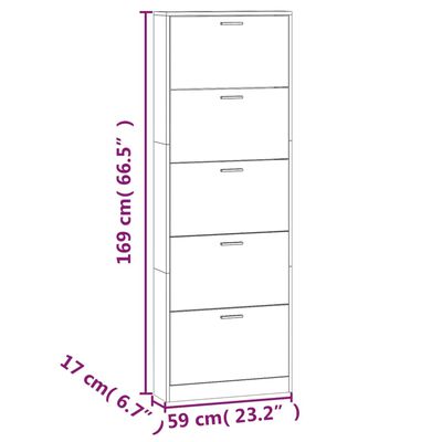 vidaXL Παπουτσοθήκη Γκρι Sonoma 59x17x169 εκ. από Επεξεργασμένο Ξύλο