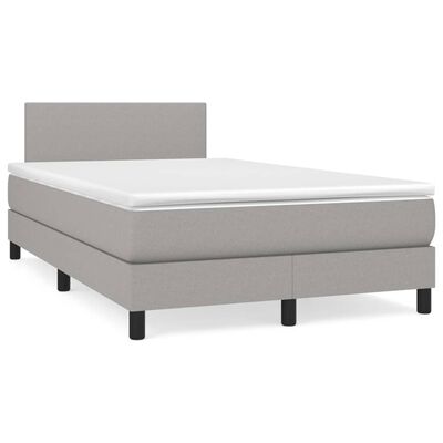 vidaXL Κρεβάτι Boxspring με Στρώμα Ανοιχτό Γκρι 120x200 εκ. Υφασμάτινο