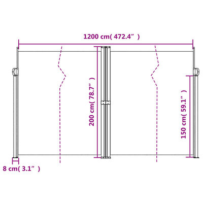 vidaXL Σκίαστρο Πλαϊνό Συρόμενο Μπλε 200 x 1200 εκ.