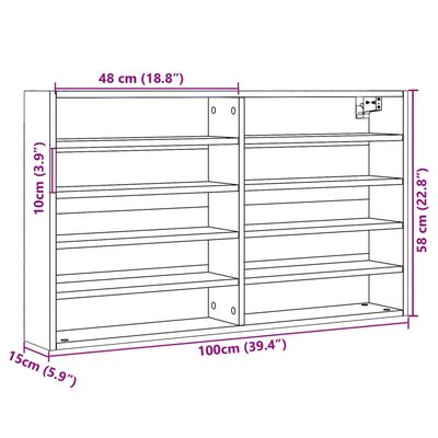 vidaXL Ραφιέρα Λευκή 100x15x58 εκ. από Μοριοσανίδα