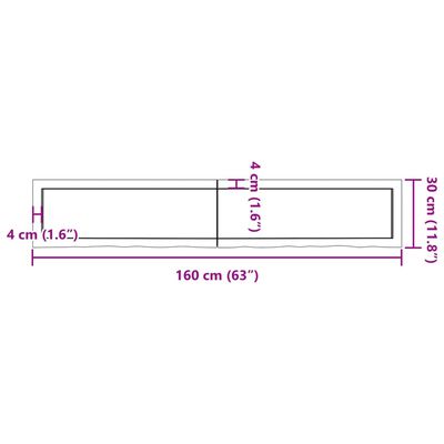 vidaXL Ράφι Τοίχου Σκούρο Καφέ 160x30x(2-4) εκ. Επεξ. Μασίφ Ξύλο Δρυός