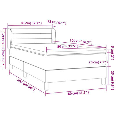 vidaXL Κρεβάτι Boxspring με Στρώμα Κρεμ 80 x 200 εκ. Υφασμάτινο