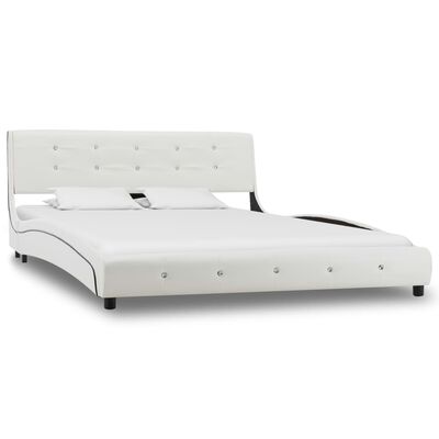 vidaXL Κρεβάτι Λευκό 140 x 200 εκ. από Συνθετικό Δέρμα με Στρώμα