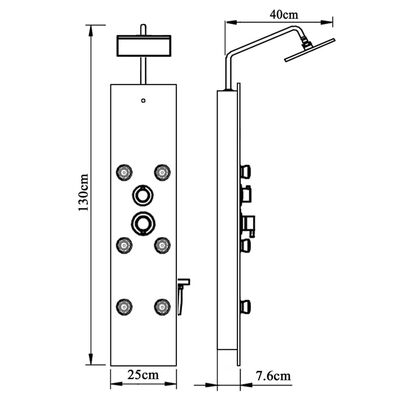 vidaXL Στήλη Ντους Υδρομασάζ Λευκή 25 x 47,5 x 130 εκ. από Γυαλί