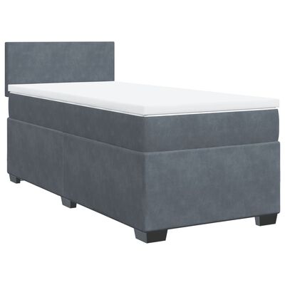 vidaXL Κρεβάτι Boxspring με Στρώμα Σκούρο Γκρι 80x200 εκ. Βελούδινο