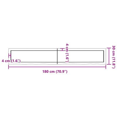 vidaXL Επιφάνεια Τραπεζιού 180x40x(2-4)εκ Ακατέργαστο Μασίφ Ξύλο Δρυός