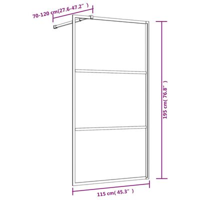 vidaXL Διαχωριστικό Ντουζιέρας Κόκκινο 115 x 195εκ. Διαφανές Γυαλί ESG