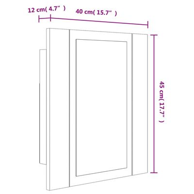 vidaXL Έπιπλο Καθρέφτη Μπάνιου LED Γκρι Sonoma 40x12x45 εκ. Επεξ. Ξύλο