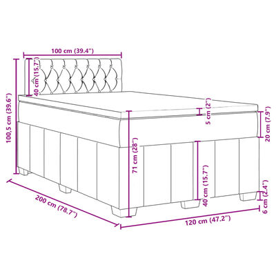 vidaXL Κρεβάτι Boxspring με Στρώμα Taupe 120x200 εκ. Υφασμάτινο