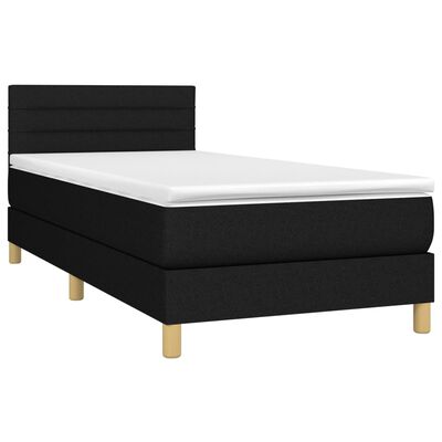 vidaXL Κρεβάτι Boxspring με Στρώμα & LED Μαύρο 90x190 εκ. Υφασμάτινο