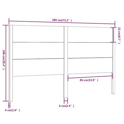 vidaXL Κεφαλάρι Κρεβατιού 186 x 4 x 100 εκ. από Μασίφ Ξύλο Πεύκου