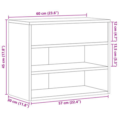 vidaXL Παπουτσοθήκη Γυαλιστερή Λευκή 60 x 30 x 45 εκ. από Επεξ. Ξύλο