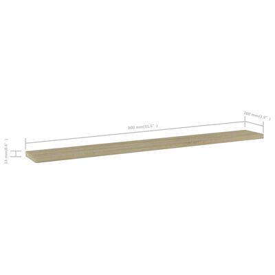 vidaXL Ράφια Βιβλιοθήκης 4 τεμ. Sonoma Δρυς 80x10x1,5 εκ. Επεξ. Ξύλο