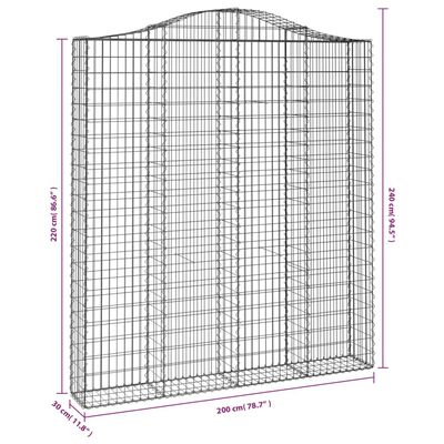 vidaXL Συρματοκιβώτια Τοξωτά 2 τεμ. 200x30x220/240 εκ. Γαλβαν. Ατσάλι