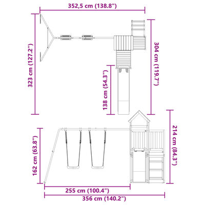 vidaXL Παιδική Χαρά Εξωτερικού Χώρου από Εμποτισμένο Ξύλο Πεύκου