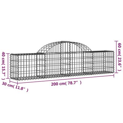 vidaXL Συρματοκιβώτια Τοξωτά 11 τεμ. 200x30x40/60 εκ. Γαλβαν. Ατσάλι