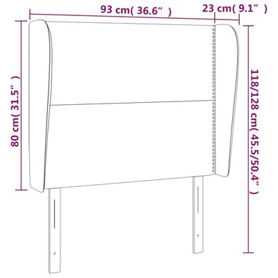 vidaXL Κεφαλάρι με Πτερύγια Μαύρο 93 x 23 x 118/128 εκ. Βελούδινο