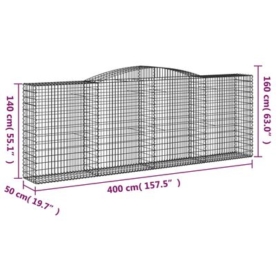 vidaXL Συρματοκιβώτια Τοξωτά 15 τεμ. 400x50x140/160 εκ. Γαλβαν. Ατσάλι