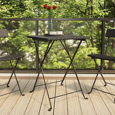 vidaXL Τραπέζι Bistro Πτυσσόμενο Μαύρο 55x54x71 εκ. Συνθετικό Ρατάν