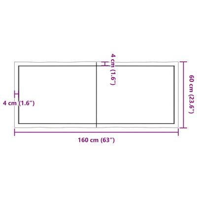 vidaXL Επιφ Τραπεζιού Αν Καφέ 160x60x(2-6)εκ.Ακατέργ. Μασίφ Ξύλο Δρυός