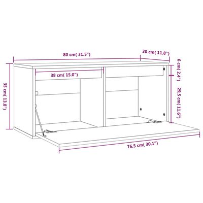 vidaXL Ντουλάπι Τοίχου Γκρι 80 x 30 x 35 εκ. από Μασίφ Ξύλο Πεύκου