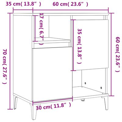 vidaXL Ντουλάπια 3 τεμ. Μαύρα 60x35x70 εκ. Επεξεργασμένο Ξύλο