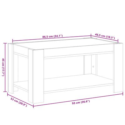 vidaXL Τραπεζάκι Σαλονιού με LED Μαύρο 93x53x45 εκ. Επεξεργασμένο Ξύλο