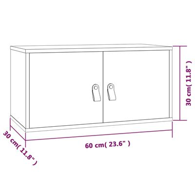 vidaXL Ντουλάπι Τοίχου Μαύρο 60x30x30 εκ. από Μασίφ Ξύλο Πεύκου