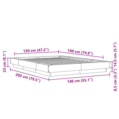 vidaXL Πλαίσιο Κρεβατιού Μαύρο 120x190 εκ. από Επεξεργασμένο Ξύλο