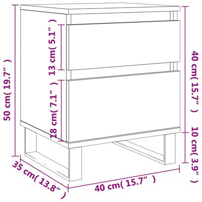 vidaXL Κομοδίνα 2 τεμ. Γκρι Sonoma 40 x 35 x 50 εκ. από Επεξεργ. Ξύλο