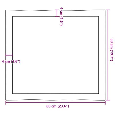 vidaXL Επιφ Τραπεζιού Αν Καφέ 60x50x(2-4)εκ. Ακατέργ. Μασίφ Ξύλο Δρυός