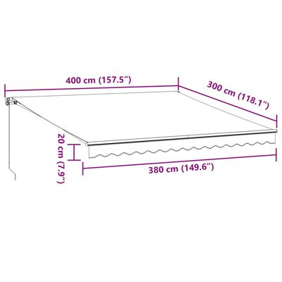 vidaXL Τέντα Πτυσσόμενη Χειροκίνητη με LED Ανθρακί / Λευκή 400x300 εκ.