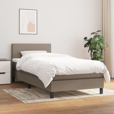 vidaXL Κρεβάτι Boxspring με Στρώμα Taupe 90x200 εκ. Υφασμάτινο