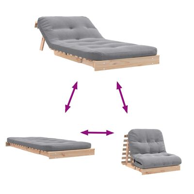 vidaXL Καναπές Κρεβάτι Futon με Στρώμα 80x206x11 εκ. Μασίφ Ξύλο Πεύκου