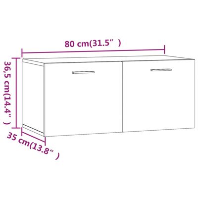 vidaXL Ντουλάπι Τοίχου Γκρι Σκυρ. 80x35x36,5 εκ. Επεξεργασμένο Ξύλο