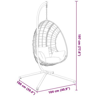 vidaXL Βάση για Κρεμαστή Πολυθρόνα Egg Μαύρη Ατσάλινη