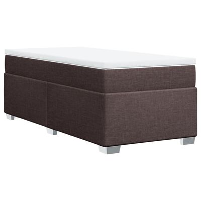 vidaXL Κρεβάτι Boxspring με Στρώμα Σκούρο Καφέ 100x200 εκ. Υφασμάτινο