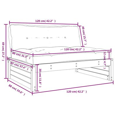 vidaXL Καναπές Μεσαίος Γκρι 120 x 80 εκ. από Μασίφ Ξύλο Πεύκου