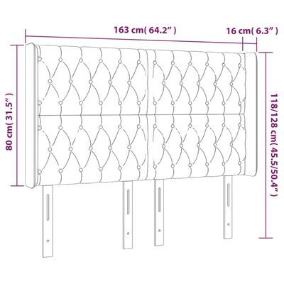 vidaXL Κεφαλάρι Κρεβατιού LED Taupe 163x16x118/128 εκ. Υφασμάτινο