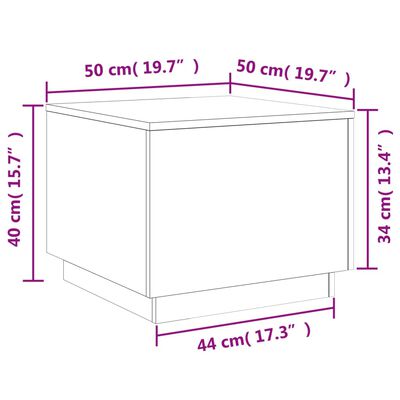 vidaXL Τραπεζάκι Σαλονιού με LED Καφέ Δρυς 50 x 50 x 40 εκ.