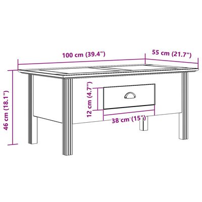 vidaXL Τραπέζι Σαλονιού BODO Λευκό 100x55x46 εκ. Μασίφ Ξύλο Πεύκου