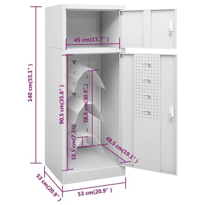 vidaXL Ντουλάπα για Σέλα Ανοιχτό Γκρι 53 x 53 x 140 εκ. Ατσάλινη