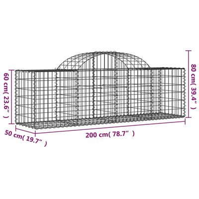 vidaXL Συρματοκιβώτια Τοξωτά 11 τεμ. 200x50x60/80 εκ. Γαλβαν. Ατσάλι